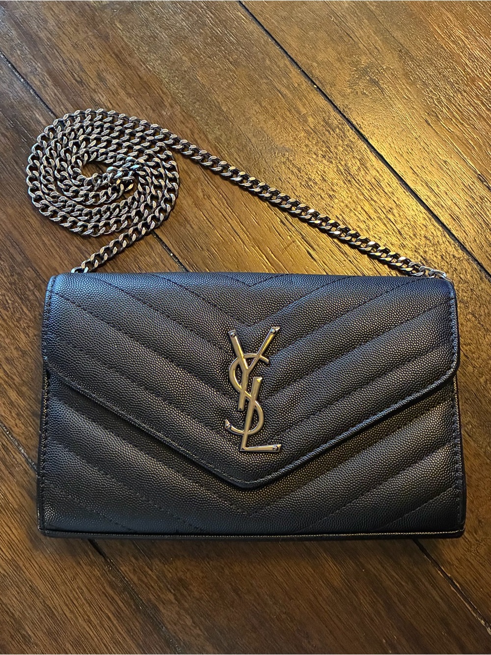Designer Inspired Black Quilted Leather Chain Crossbosy